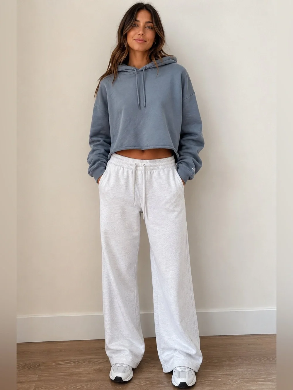 Alo Yoga Cropped Hoodie Steel Grey/Blue